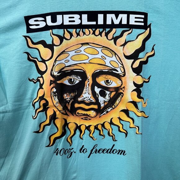 Sublime 40oz To Freedom Teal Blue Tshirt size S/M - Picture 2 of 5